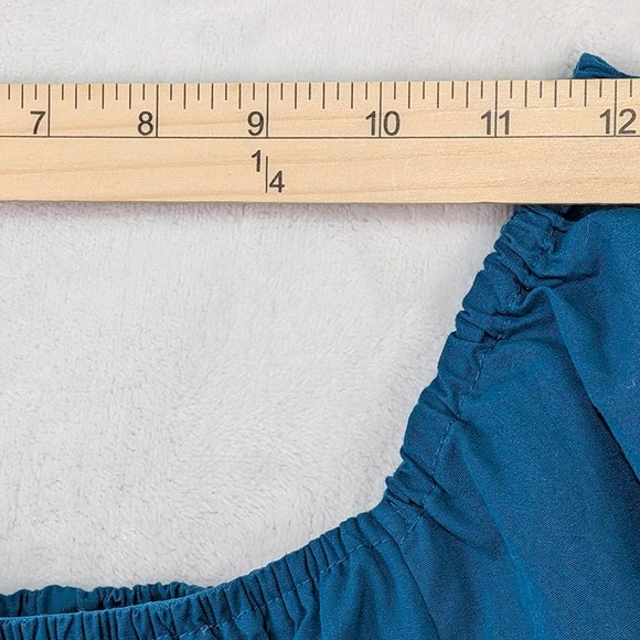 Japna Bustier Top Womens M Blue Smocked Cottagecore Y2K Fairycore Milkmaid Boho - Picture 5 of 11